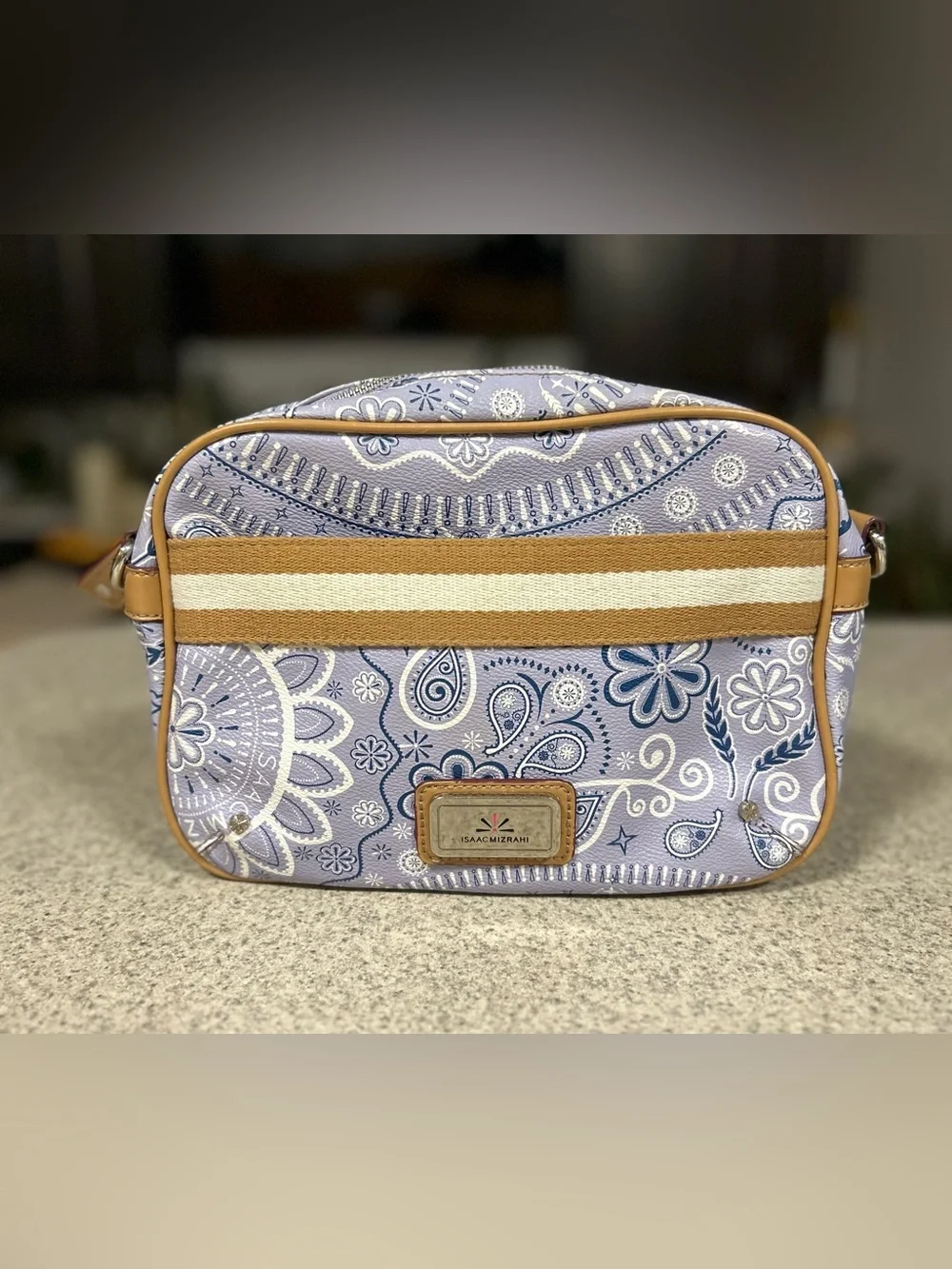 Isaac Mizrahi Lavender and Blue Paisley Print Bag